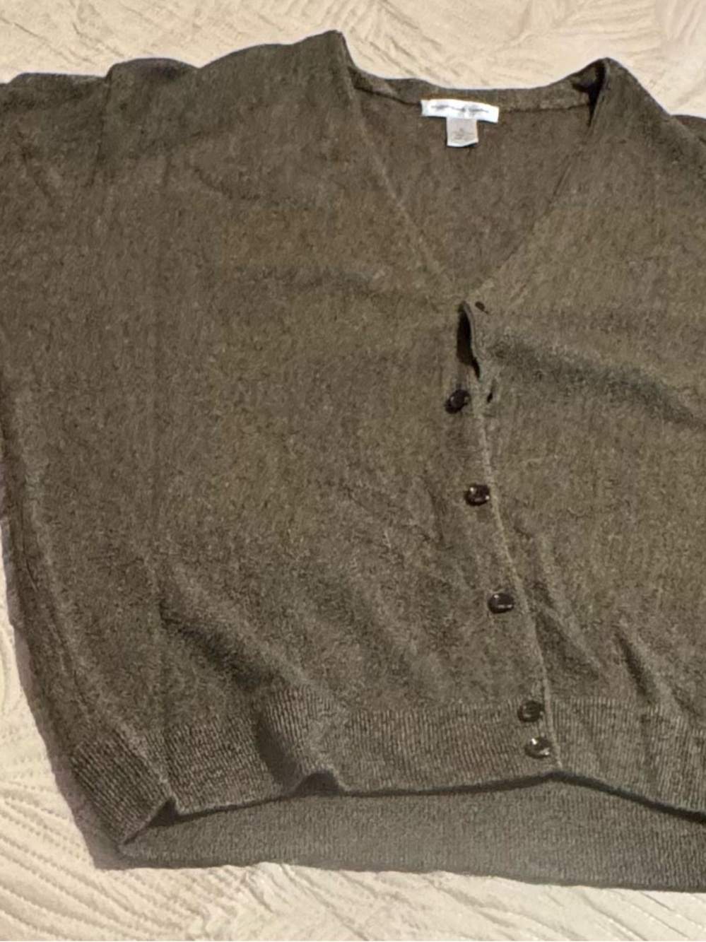 Men's Olive Green/Tan V-Neck Button-Front Cardigan Sweater XL